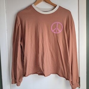 Ascot & Hart Peace Sign Long Sleeve Oversized Small